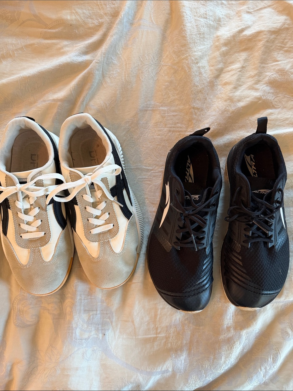 Women’s wide toe box Black and White Athletic Sneakers - 2 pairs size 8 and 8.5